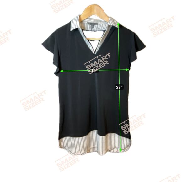 Adrianna Papell Striped Collared Knit V-Neck Flutter Sleeve Top Womens Small NWT - Picture 11 of 13